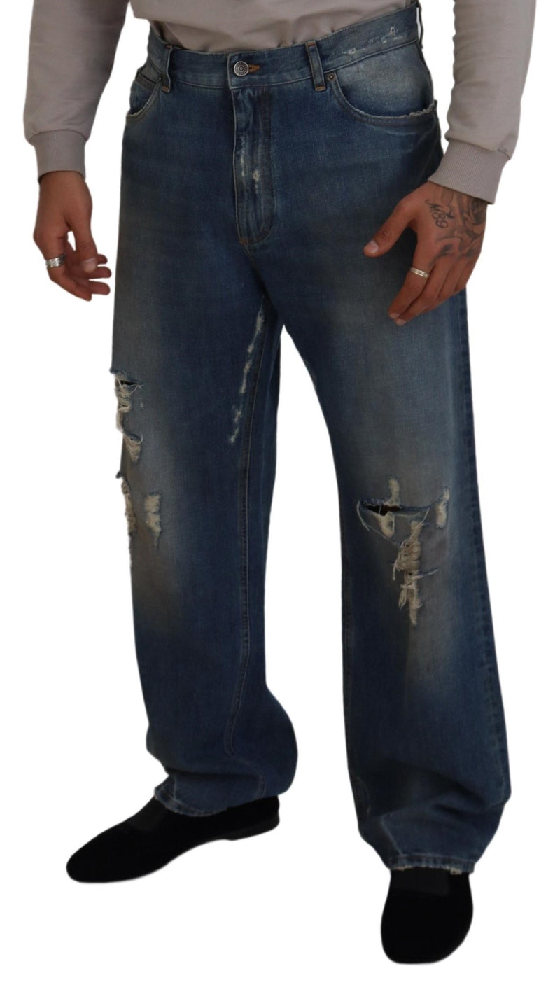 Stunning Tattered Denim Italian Jeans Dolce & Gabbana