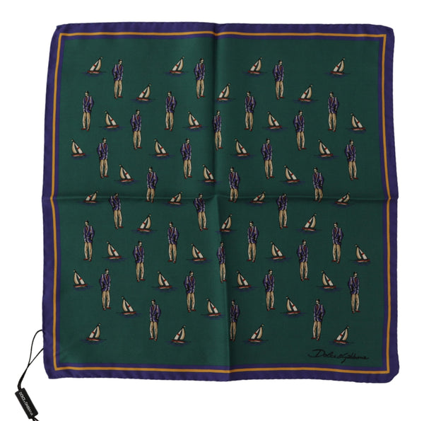 Elegant Green Silk Men's Square Scarf Dolce & Gabbana