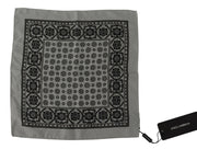 Elegant Grey Silk Square Scarf for Men Dolce & Gabbana