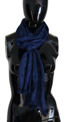 Elegant Silk Fringe Scarf in Chic Blue Costume National