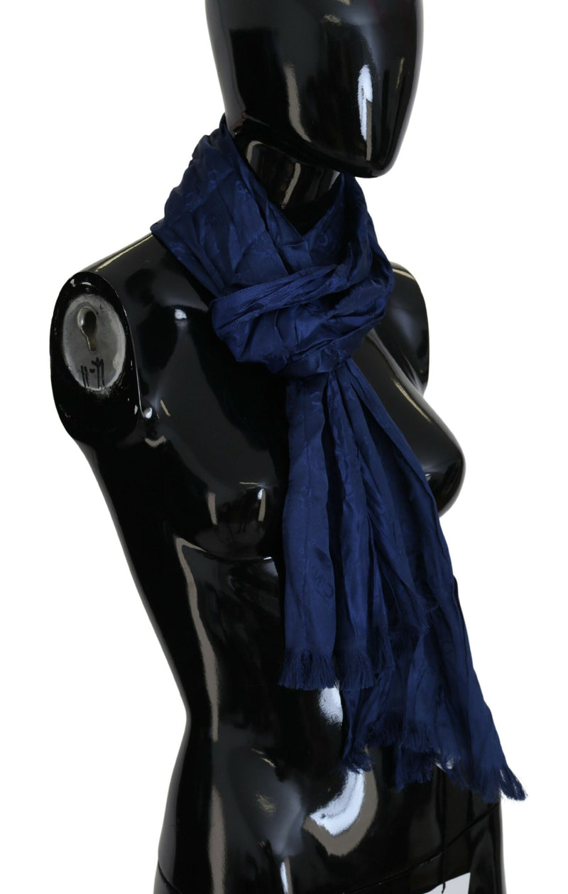 Elegant Silk Fringe Scarf in Chic Blue Costume National