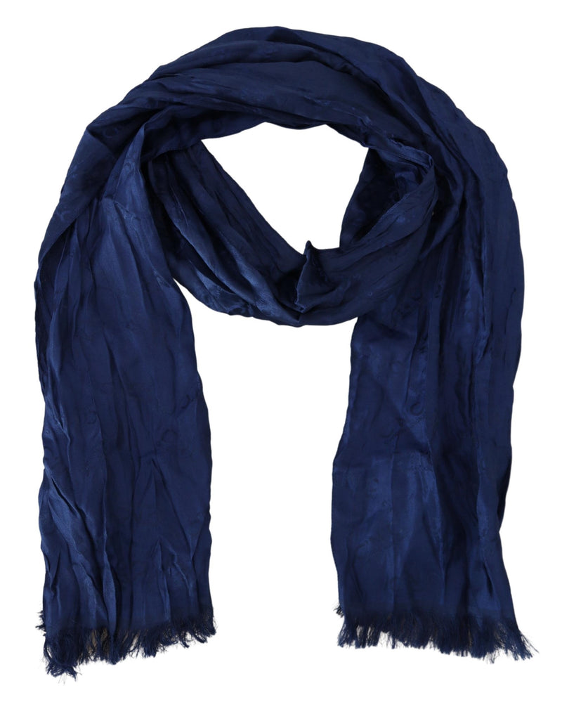 Elegant Silk Fringe Scarf in Chic Blue Costume National