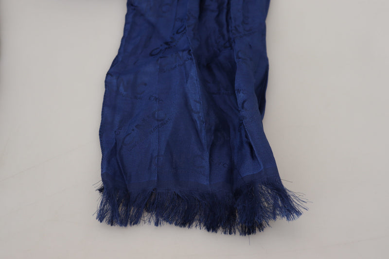 Elegant Silk Fringe Scarf in Chic Blue Costume National