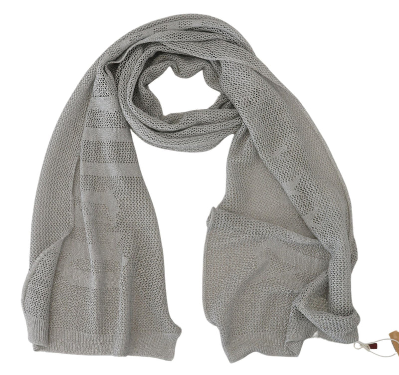 Elegant Gray Knitted Designer Scarf John Galliano