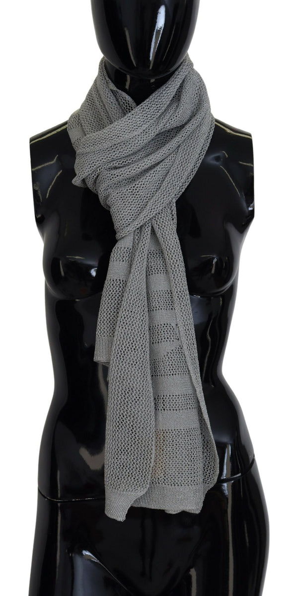 Elegant Gray Knitted Designer Scarf John Galliano