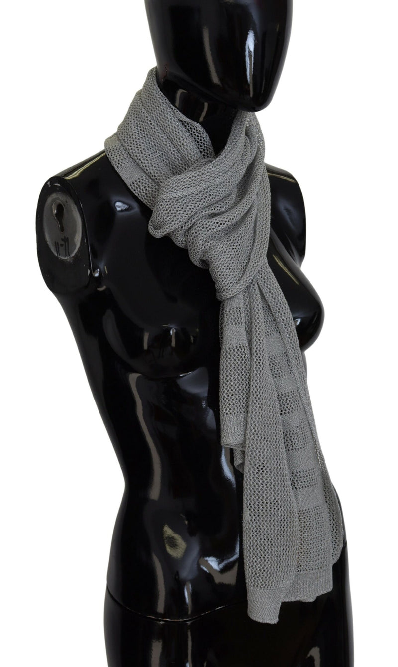 Elegant Gray Knitted Designer Scarf John Galliano