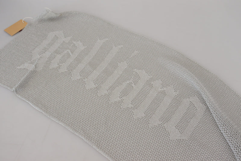 Elegant Gray Knitted Designer Scarf John Galliano