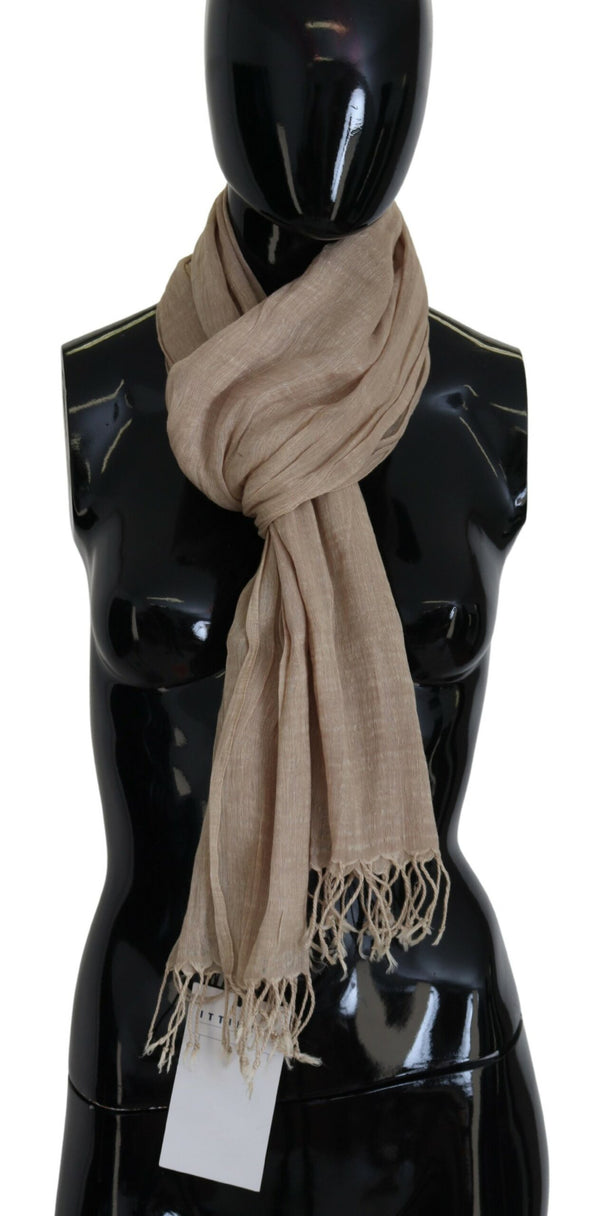 Chic Beige Fringed Scarf for Women Costume National