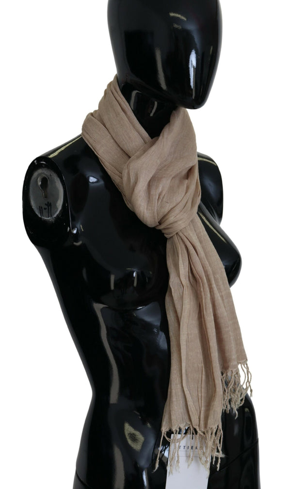 Chic Beige Fringed Scarf for Women Costume National