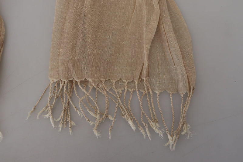 Chic Beige Fringed Scarf for Women Costume National