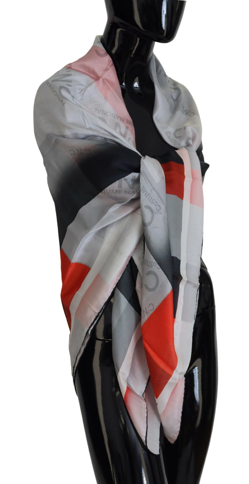 Elegant Checkered Silk Scarf Costume National