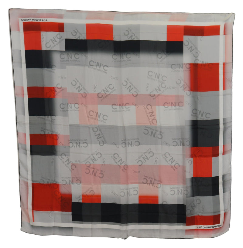 Elegant Checkered Silk Scarf Costume National