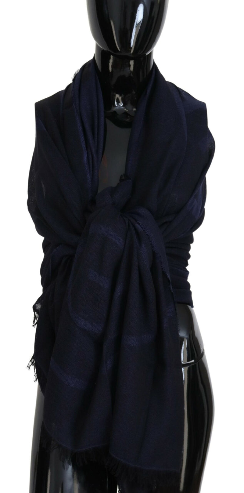 Elegant Fringed Wool Blend Scarf GF Ferre