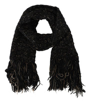 Elegant Virgin Wool Blend Black Scarf Dolce & Gabbana