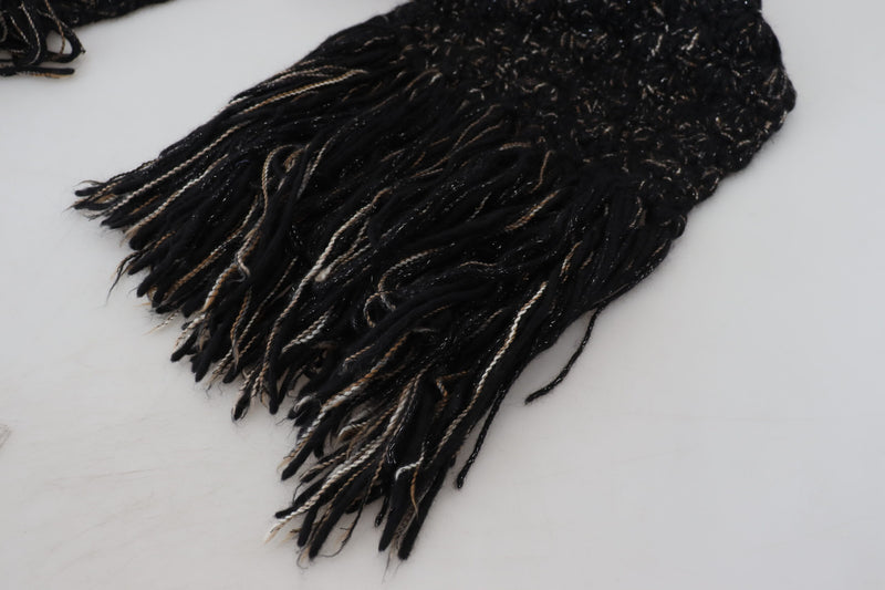 Elegant Virgin Wool Blend Black Scarf Dolce & Gabbana