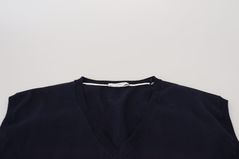 Sleek Black V-Neck Sleeveless Tank Paolo Pecora Milano