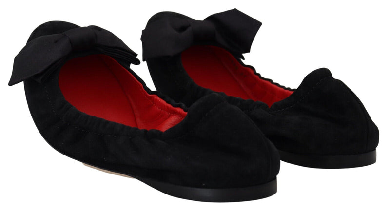 Elegant Black Suede Ballet Flats Dolce & Gabbana