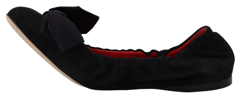 Elegant Black Suede Ballet Flats Dolce & Gabbana