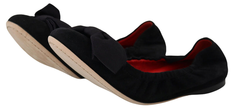 Elegant Black Suede Ballet Flats Dolce & Gabbana