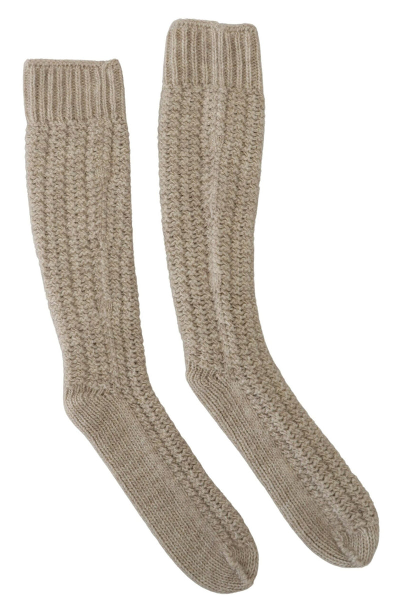 Chic Beige Wool Blend Over-the-Calf Socks Dolce & Gabbana