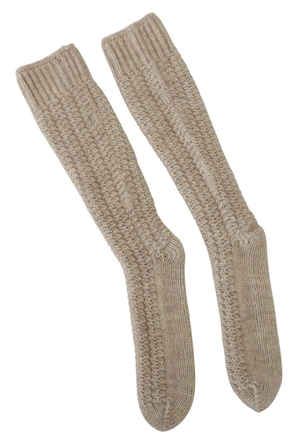 Chic Beige Wool Blend Over-the-Calf Socks Dolce & Gabbana