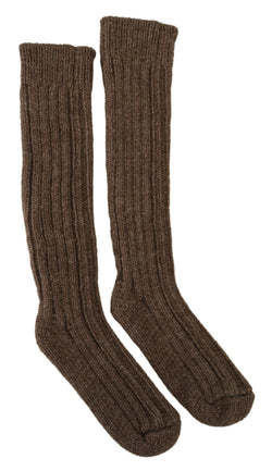 Chic Brown Wool Blend Over-Calf Socks Dolce & Gabbana