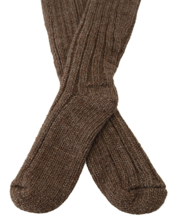 Chic Brown Wool Blend Over-Calf Socks Dolce & Gabbana