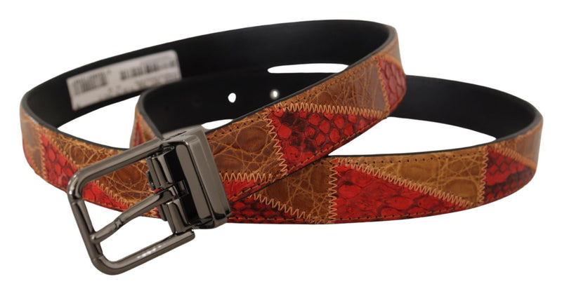 Elegant Two-Tone Snakeskin Leather Belt Dolce & Gabbana