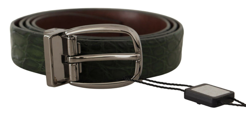 Elegant Italian Leather Crocodile Belt Dolce & Gabbana