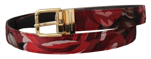 Red Multicolor Leather Belt with Gold-Tone Buckle Dolce & Gabbana