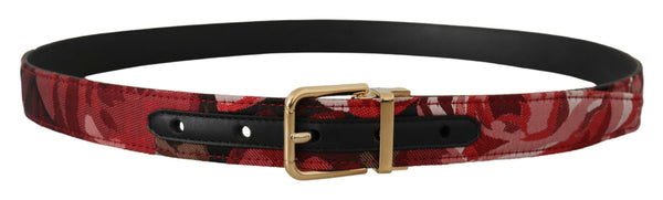 Red Multicolor Leather Belt with Gold-Tone Buckle Dolce & Gabbana