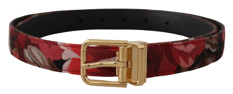 Red Multicolor Leather Belt with Gold-Tone Buckle Dolce & Gabbana