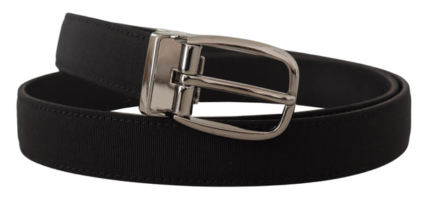 Elegant Grosgrain Leather Belt with Silver Buckle Dolce & Gabbana