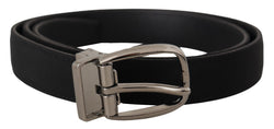 Elegant Grosgrain Leather Belt with Silver Buckle Dolce & Gabbana