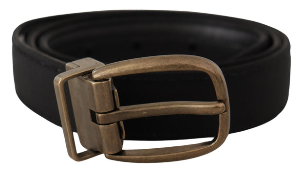 Elegant Grosgrain Leather Belt - Black Dolce & Gabbana