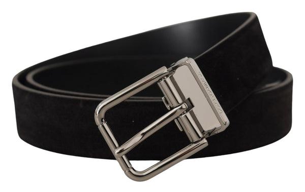 Elegant Black Leather Grosgrain Belt Dolce & Gabbana