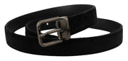 Elegant Black Leather Belt with Silver Tone Buckle Dolce & Gabbana