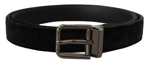 Elegant Black Leather Belt with Silver Tone Buckle Dolce & Gabbana