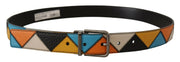 Multicolor Leather Belt with Silver Buckle Dolce & Gabbana