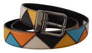 Multicolor Leather Belt with Silver Buckle Dolce & Gabbana