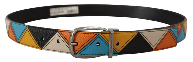 Elegant Multicolor Leather Belt with Silver Buckle Dolce & Gabbana