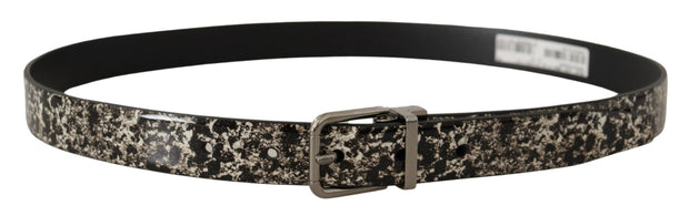 Elegant Black Marble Print Leather Belt Dolce & Gabbana