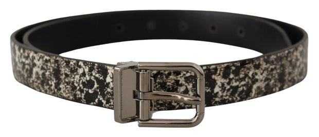 Elegant Black Marble Print Leather Belt Dolce & Gabbana