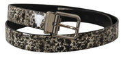 Elegant Black Marble Print Leather Belt Dolce & Gabbana