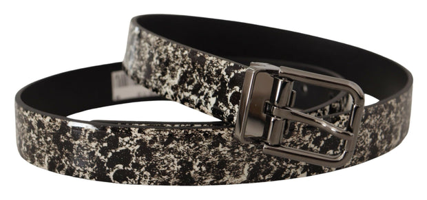 Elegant Marble Print Leather Belt Dolce & Gabbana