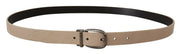 Elegant Beige Leather Belt with Silver Tone Buckle Dolce & Gabbana