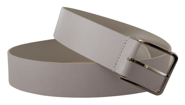 Elegant White Vitello Leather Belt Dolce & Gabbana