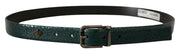 Elegant Green Leather Belt with Silver Buckle Dolce & Gabbana