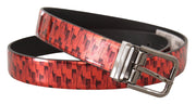 Elegant Red Leather Belt with Silver Buckle Dolce & Gabbana