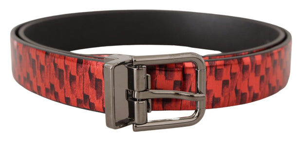 Elegant Red Leather Belt with Silver Buckle Dolce & Gabbana